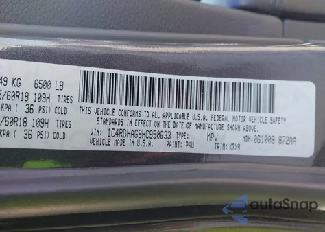 2017 Dodge Durango Sxt Rwd из США, поврежденный, VIN 1C4RDHAG9HC950633